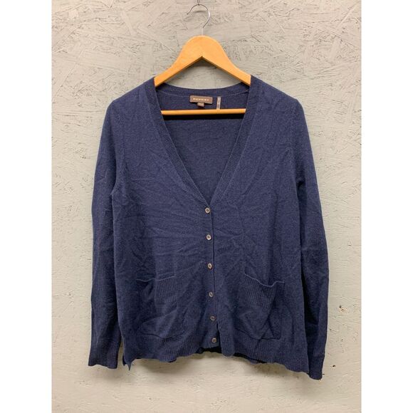 Repeat Wool Cashmere Blend V-neck Cardigan Navy Blue Button 38/S‎ - Picture 1 of 11